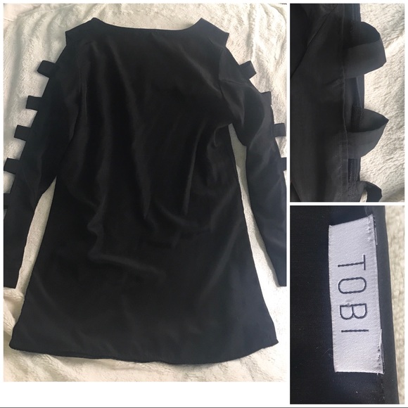 👑✅PRICE FIRM✅ Black Tunic Dress with Sexy cut out long sleeves - Picture 2 of 9